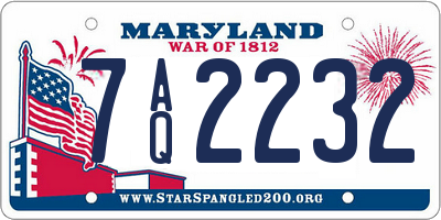 MD license plate 7AQ2232