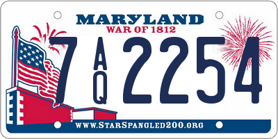MD license plate 7AQ2254
