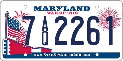MD license plate 7AQ2261