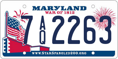 MD license plate 7AQ2263