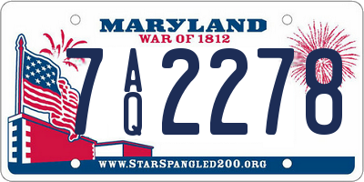 MD license plate 7AQ2278