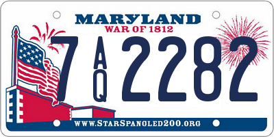 MD license plate 7AQ2282