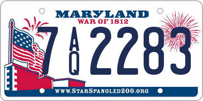 MD license plate 7AQ2283