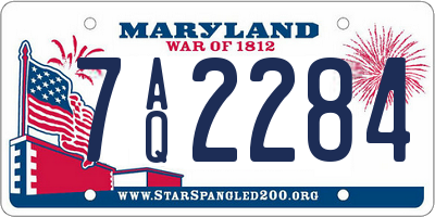 MD license plate 7AQ2284