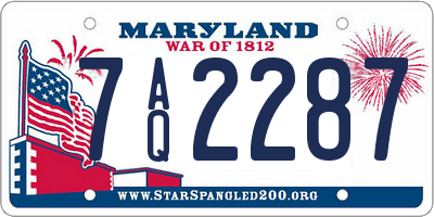 MD license plate 7AQ2287