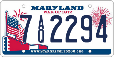 MD license plate 7AQ2294