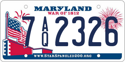 MD license plate 7AQ2326