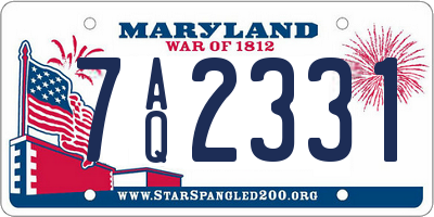 MD license plate 7AQ2331
