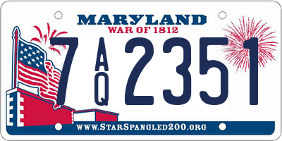 MD license plate 7AQ2351