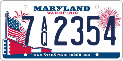 MD license plate 7AQ2354