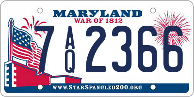 MD license plate 7AQ2366
