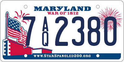 MD license plate 7AQ2380