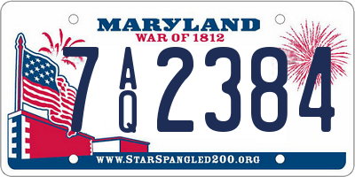 MD license plate 7AQ2384