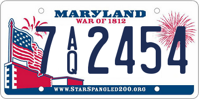 MD license plate 7AQ2454