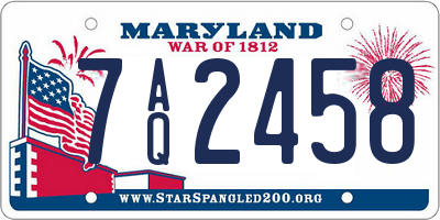 MD license plate 7AQ2458
