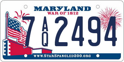 MD license plate 7AQ2494