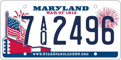 MD license plate 7AQ2496
