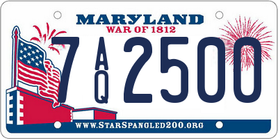 MD license plate 7AQ2500