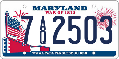 MD license plate 7AQ2503