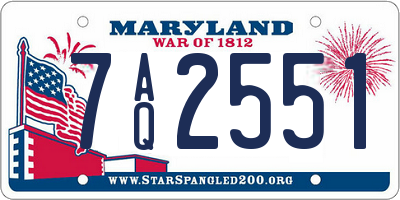 MD license plate 7AQ2551