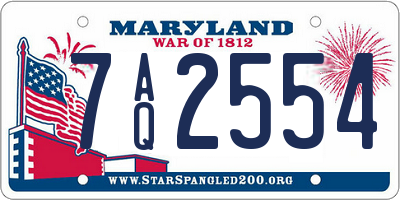 MD license plate 7AQ2554