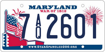 MD license plate 7AQ2601