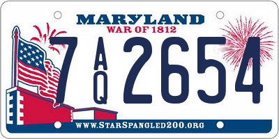 MD license plate 7AQ2654