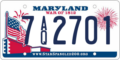 MD license plate 7AQ2701