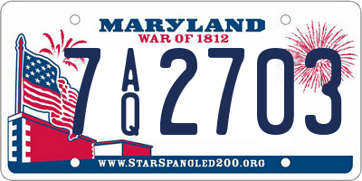 MD license plate 7AQ2703