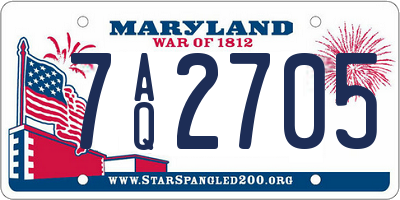 MD license plate 7AQ2705