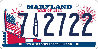 MD license plate 7AQ2722