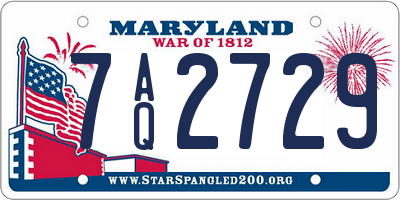 MD license plate 7AQ2729