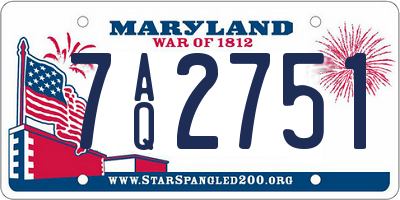 MD license plate 7AQ2751