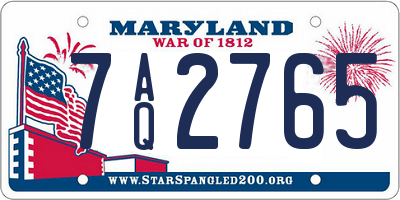 MD license plate 7AQ2765