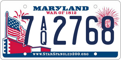 MD license plate 7AQ2768