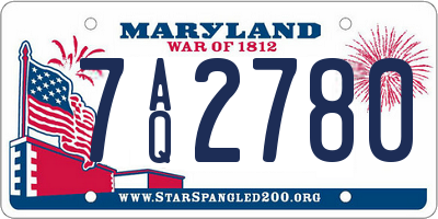 MD license plate 7AQ2780