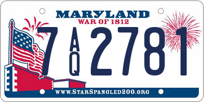 MD license plate 7AQ2781