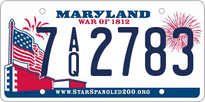 MD license plate 7AQ2783