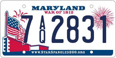MD license plate 7AQ2831