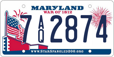 MD license plate 7AQ2874