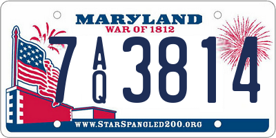 MD license plate 7AQ3814