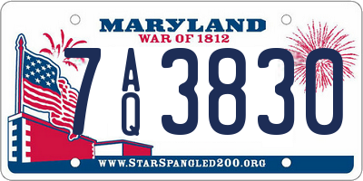 MD license plate 7AQ3830
