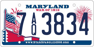 MD license plate 7AQ3834