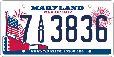 MD license plate 7AQ3836