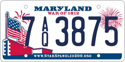 MD license plate 7AQ3875