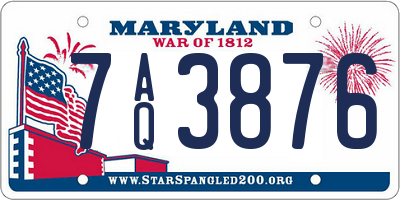 MD license plate 7AQ3876