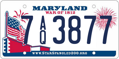 MD license plate 7AQ3877