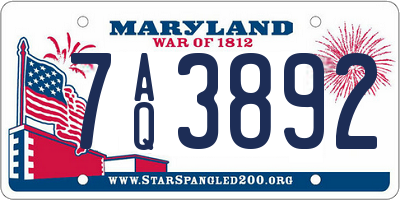 MD license plate 7AQ3892