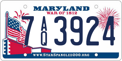 MD license plate 7AQ3924