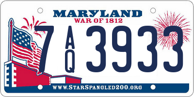 MD license plate 7AQ3933
